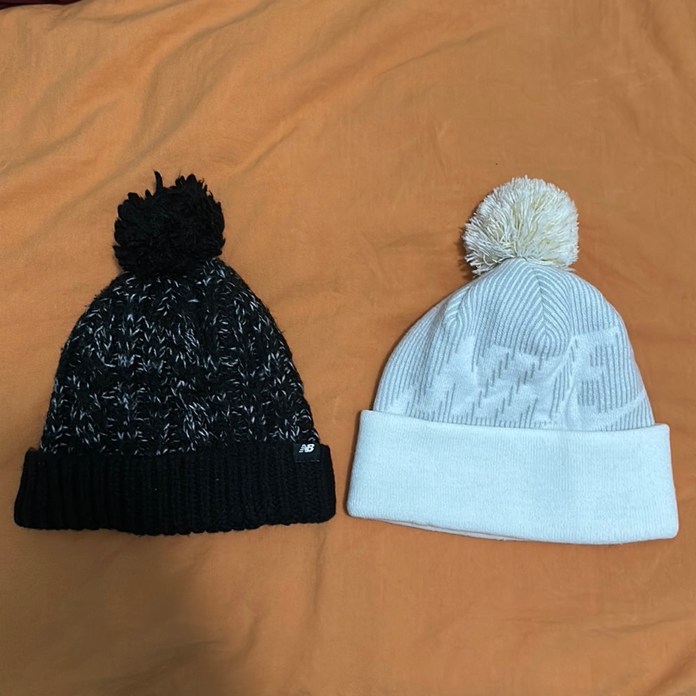 New balance and Nike beanies (both included)